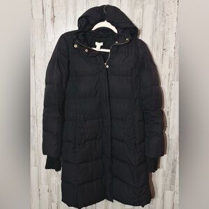 J.Crew Black Down Puffer Coat Women’s XS Hooded Winter Jacket